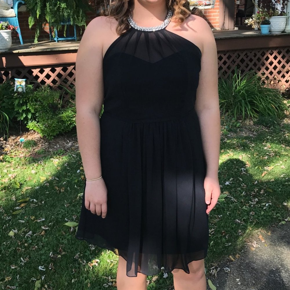 Black David's Bridal bridesmaid/homecoming dress